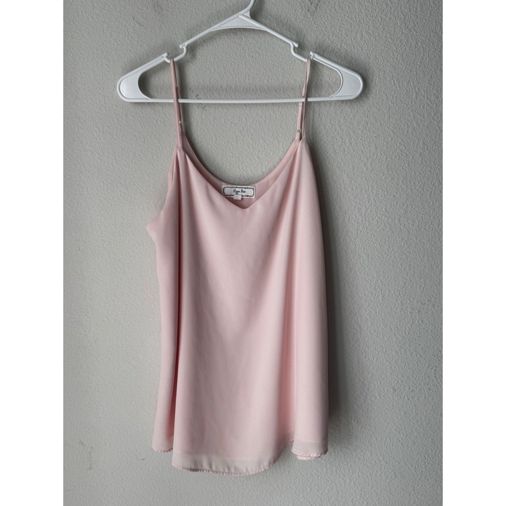 Hippie Rose Pink Chiffon Camisole Tank Top Adjustable Straps XL V-Neck